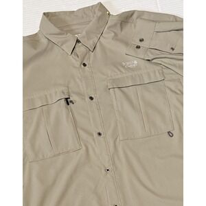 SCHEELS OUTFITTERS - Men's Beige Long Sleeve Button Vented Fishing Shirt - Large